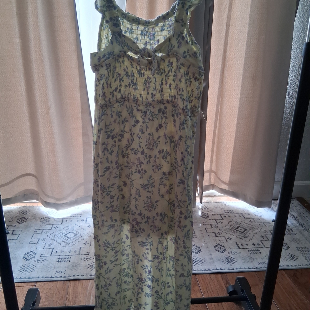 Floral Yellow Women's Dress - Picture 3 of 4
